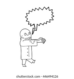 freehand drawn speech bubble cartoon zombie