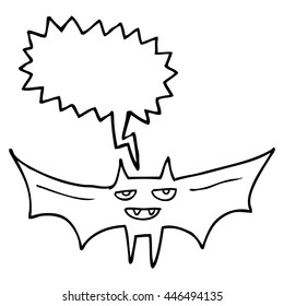 freehand drawn speech bubble cartoon halloween bat