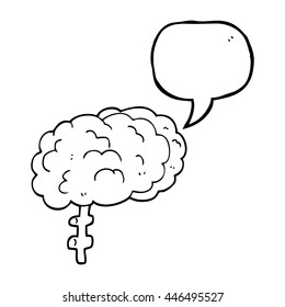 freehand drawn speech bubble cartoon brain