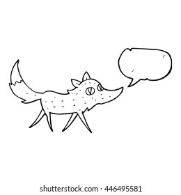 freehand drawn speech bubble cartoon little wolf