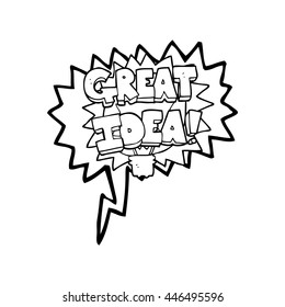 freehand drawn speech bubble cartoon GREAT IDEA! symbol