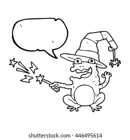 freehand drawn speech bubble cartoon toad casting spell