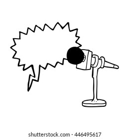 Karikaturmikrofon mit freehand gezeichneter Sprachblase