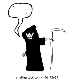 freehand drawn speech bubble cartoon death