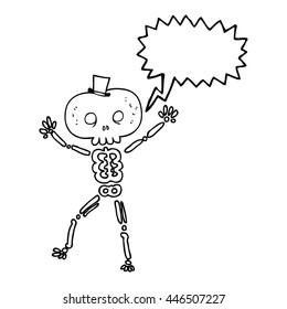 freehand drawn speech bubble cartoon dancing skeleton