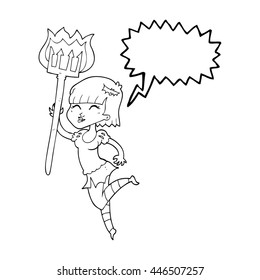 freehand drawn speech bubble cartoon devil girl