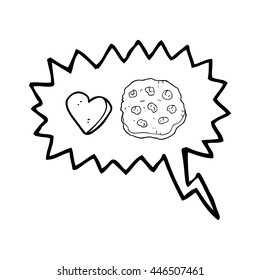 cookie de caricatura de burbuja de voz dibujada a mano libre