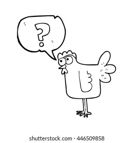 freehand drawn speech bubble cartoon confused chicken