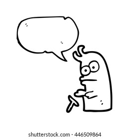 caricatura de burbuja de habla dibujada a mano libre, pequeño alienígena