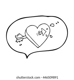 freehand drawn speech bubble cartoon arrow through heart freehand drawn speech bubble cartoon