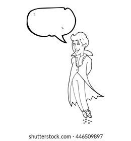 freehand drawn speech bubble cartoon vampire