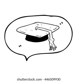 gorra de graduación de caricatura de burbuja de habla dibujada a mano libre