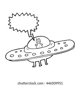 freehand drawn speech bubble cartoon flying saucer