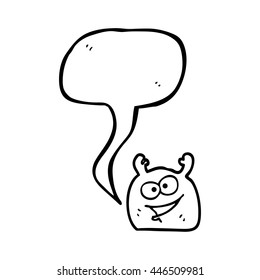 freehand drawn speech bubble cartoon little alien