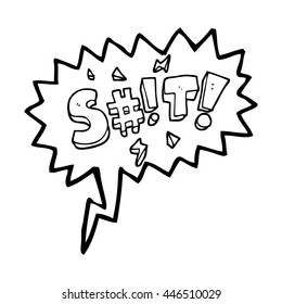 Cartoon in freehand gezeichneter Sprechblase, verschleiert Schlagwort