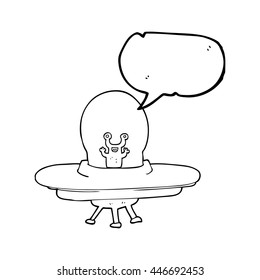 freehand drawn speech bubble cartoon alien spaceship