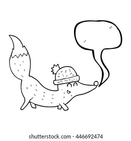 freehand drawn speech bubble cartoon little wolf