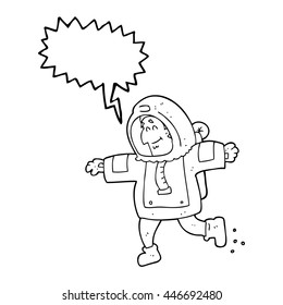 freehand drawn speech bubble cartoon astronaut