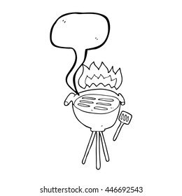 freehand drawn speech bubble cartoon barbecue