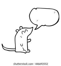freehand drawn speech bubble cartoon mouse