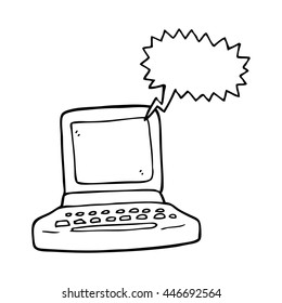 freehand gezeichneter Sprechblase Cartoon alter Computer