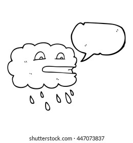 freehand drawn speech bubble cartoon rain cloud