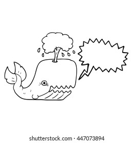 freehand drawn speech bubble cartoon whale spouting water