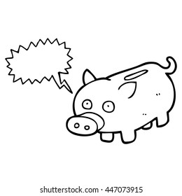 freehand drawn speech bubble cartoon piggy bank