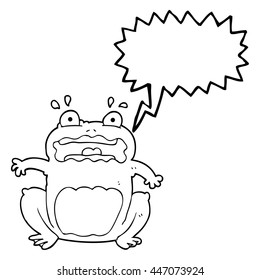 freehand drawn speech bubble cartoon funny frightened frog