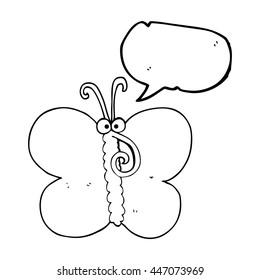 freehand drawn speech bubble cartoon butterfly