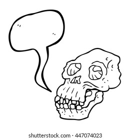 freehand drawn speech bubble cartoon ancient skull