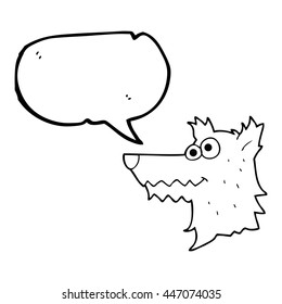 freehand drawn speech bubble cartoon wolf head