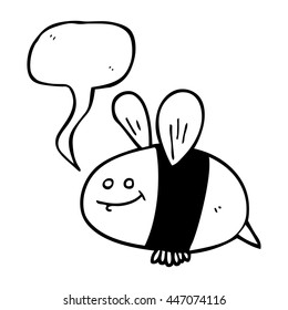 freehand drawn speech bubble cartoon bee
