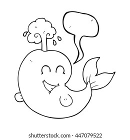 freehand drawn speech bubble cartoon whale spouting water