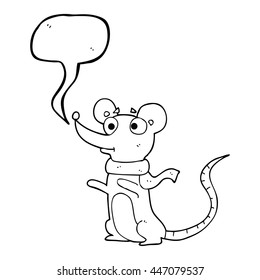 freehand drawn speech bubble cartoon mouse