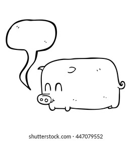 freehand drawn speech bubble cartoon pig
