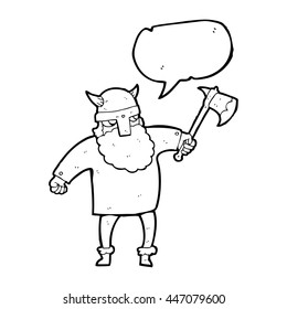 freehand drawn speech bubble cartoon viking warrior