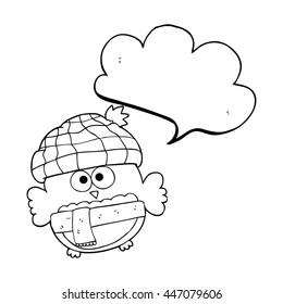 freehand drawn speech bubble cartoon cute owl