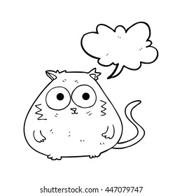 freehand drawn speech bubble cartoon fat cat