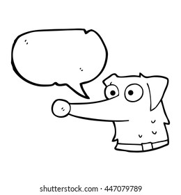 freehand drawn speech bubble cartoon dog with collar