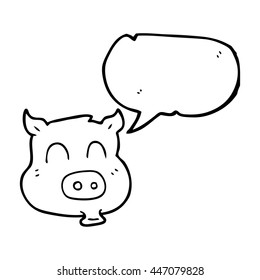 cerdo de caricatura de burbuja de palabras dibujado a mano libre