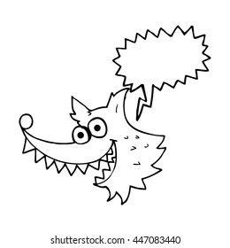 caricatura de burbuja de habla dibujada a mano libre lobo loco
