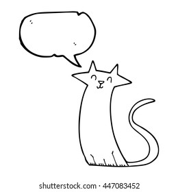 freehand drawn speech bubble cartoon cat