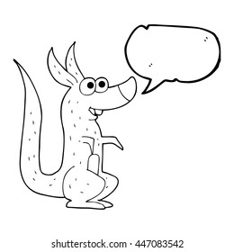 freehand drawn speech bubble cartoon kangaroo