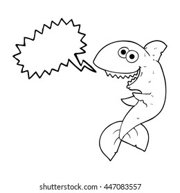 freehand drawn speech bubble cartoon shark
