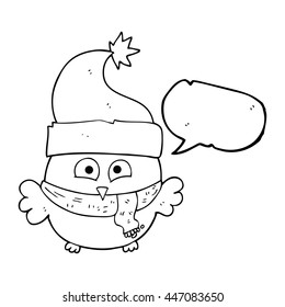 caricatura de burbuja de la libre expresión owl con sombrero de navidad