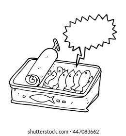 freehand drawn speech bubble cartoon can of sardines