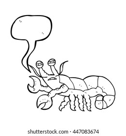 freehand drawn speech bubble cartoon lobster