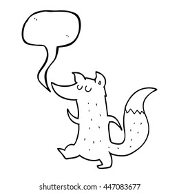 freehand drawn speech bubble cartoon cute wolf