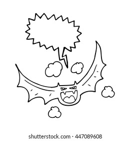freehand drawn speech bubble cartoon halloween bat
